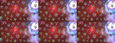 Raster illüstrasyonu. Şirin çiçekli eskiz deseni ve kahverengi renkli yapraklar, suluboya çiçek deseni, duvar kağıdı, kart veya kumaş için fayanslı.