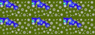 Parlak çiçekli yeşil renkler üzerine soyut çizim deseni. Küçük çiçekte hoş bir çiçek deseni var. Çiçek elementli zarif raster dokusu..