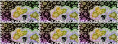 Kumaş desenli papatya çiçeği detayı. Gri renkli çiçekler.