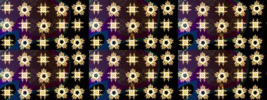 Renkli arka planda izole tatlı kar taneleri. Güzel kar tanesi. Soyut kış kahverengisi, siyah ve sarı süs. Yuvarlak raster kar tanesi. Raster illüstrasyonu.