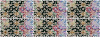 Raster illüstrasyonu. Tropik, dikişsiz çiçek deseni. Tarafsız renklerde çiçekler.