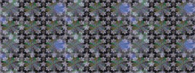 Asya tekstil tarzında. Raster illüstrasyonu. Raster illüstrasyonu. Kusursuz çiçek deseni. Gri renkli çiçekler.