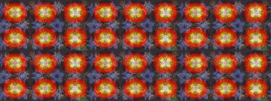 Kar tanesi süsleme deseni. Kar taneleri arka planda. Renkli arka planda izole edilmiş kar tanelerinin düz tasarımı. Kar taneleri deseni. Raster illüstrasyonu.