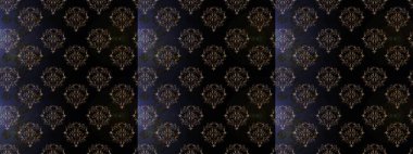 Şablon, pürüzsüz, çiçekli kenar. Çiçek çelengi. Güzel, parlak, pürüzsüz kumaş, tuval. Kıvırcık, parlak örgü. Eski moda arka plan. Raster illüstrasyonu.