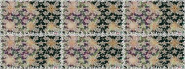 Güzel çiçekli ve yapraklı kusursuz desenler gri renklerde suluboya desenli, duvar kağıdı, kart ya da kumaş için fayanslı. Raster illüstrasyonu.