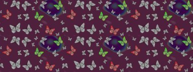 Şirin kelebek kahverengi raster desenli. Robot resim. Giysi tasarımı için dekor.