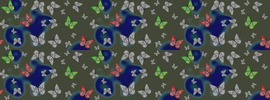 Yeşil renkli illüstrasyon. Kıyafetler, erkekler, kızlar ve duvar kağıtları için soyut çizim kalıbı. Kelebekli Raster. Raster..