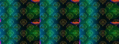 Sabıka fotoğraflarında, bebek kıyafetlerinde, duvar kâğıtlarında, paket kutularında falan kullanılabilir. Zarif, parlak ve pürüzsüz mavi, yeşil ve siyah çiçek desenli tasarım. Raster..