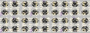 Noel ve yeni yıl moda baskıları için tatil tasarımı. Kar tanelerinin soyut arkaplanlı Noel şablonu. Gri, nötr ve bej renkler. Raster illüstrasyonu.