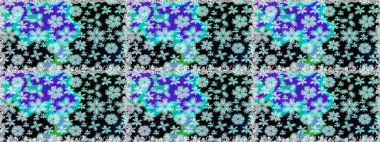 Tekstil, kumaş, kapaklar, duvar kağıtları, baskı, naylon, yapıştırma, örgü, dekupaj için çiçeksiz arkaplan. Millefleur 'lar. Küçük mavi ve siyah renkte güzel bir besin torbası deseni, çiçekler..