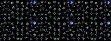 Raster illüstrasyonundaki çiçek desenli çizim. Suluboya tarzında siyah renkte çiçekler.