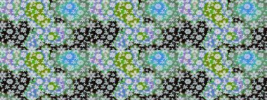 Düz Çiçek Elementleri Tasarımı. Çiçekli çiçek deseni, suluboya. Renkli Bahar Teması eskiz kalıbı. Yeşil renkli çiçekler. Raster illüstrasyonu.