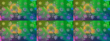 Küçük çiçekteki sevimli çiçek deseni. Yeşil renkte çiçekler.