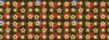 Renkli Bahar Teması eskiz kalıbı. Raster Modaya uygun kumaş deseni. Düz Çiçek Elementleri Tasarımı. Kahverengi renkli şirin çiçek deseni.