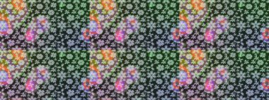 Küçük çiçekli yay deseni çiz. Suluboya stilinde gri renkte. Raster illüstrasyonu.