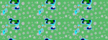 Tomurcukları çiçek olan sevimli bir çiçek deseni. Raster illüstrasyonu. Kumaş, tekstil, duvar kağıdı baskısı için. Raster. Eskiz geçmişi. Antika retro tarzı.