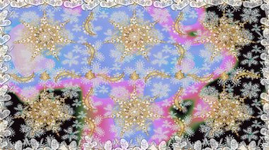 Kusursuz oryantal klasik altın desen. Tarafsız renklerde altın tekrarlayan elementler içeren Raster soyut arkaplanı.