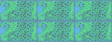 Renkli folklorlu, kelebekli kusursuz desen. Yeşil ve mavi arka planda renkli kelebekler. Paketleme, kağıt, kumaş için uygun.