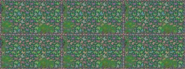 Ambalajlar, duvar kağıtları, kumaş tasarımı ve kağıt için hoş bir arkaplan. Mavi ve yeşil renkli resimler. Kusursuz. Güzel kelebek raster desenli resim tasarımı.