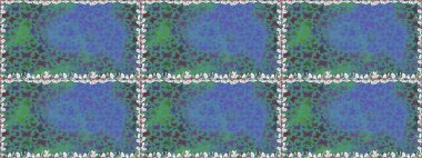 Raster illüstrasyonu. Mavi ve yeşil renklerdeki renkli kelebeklerin kusursuz arka planı. Tekstil, duvar kağıtları, web sayfası arkaplanları, yüzey dokuları için mükemmel.