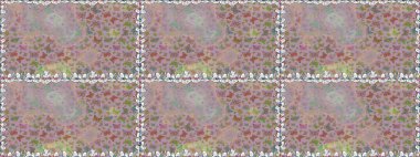 Moda Kumaşı Tasarımı. Çizim, karalama, karalama. Sonsuz. Kelebekli kusursuz soyut çiçek arkaplanı. Raster..