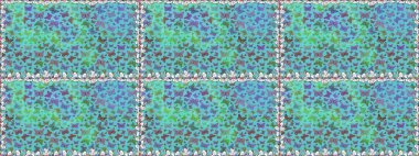 Mavi ve yeşil renklerin soyut arkaplanı. Renkli romantik kelebekler kusursuz desenli arka plan. Dekoratif Raster çizimi. Elle çizilmiş kelebeklerle.