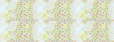 Farklı yönlere uçan renkli kelebek koleksiyonu. Raster illüstrasyonu. Kızlar, erkekler, elbiseler, duvar kağıtları için soyut, pürüzsüz desen.