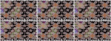 Gri ve siyah renkli çiçekler. Çiçeksiz desenli arka plan, darbeler, sıçramalar, yaz çiçekleri. Raster illüstrasyonu.