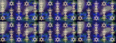 Tekstil için suluboya eskiz deseni. Şirin çiçekli, desenli, mavi, gri ve menekşe rengi renkli bir eskiz deseni. El çizimi çiçek çizimi deseni (fayans)).