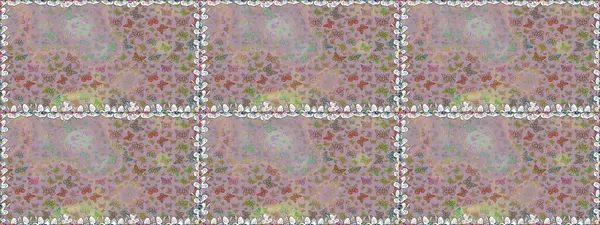 Moda Kumaşı Tasarımı. Çizim, karalama, karalama. Sonsuz. Kelebekli kusursuz soyut çiçek arkaplanı. Raster..