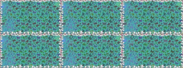 Raster. Kelebekli kusursuz soyut çiçek arkaplanı. Moda Kumaşı Tasarımı. Çizim, karalama, karalama. Sonsuz.