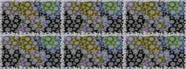 Çiçekli kusursuz retro desen. Gri ve yeşil renkli çiçekler. Düz Çiçek Elementleri Tasarımı. Renkli Yaz Temalı Kusursuz Arkaplan.