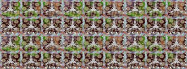 Raster illüstrasyonunda kusursuz çiçek deseni. Kahverengi ve nötr renkte çiçekler.