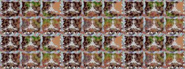 Tekstil, kumaş, ambalaj, hatıra defteri için hoş bir çiçek arkaplanı. Kahverengi arka planda. Çocuksu tasarım. Elle çizilmiş karalama çiçekleri ile pürüzsüz desen.