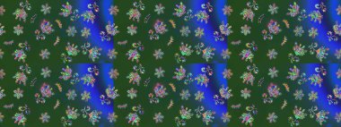 Vadinin yeşil renkli çiçekleri. Raster çiçek desenleri çiziyor..