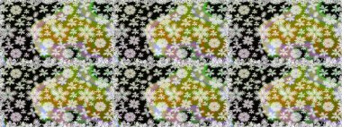 Sabıka fotoğraflarında, bebek kıyafetlerinde, duvar kâğıtlarında, paket kutularında falan kullanılabilir. Raster. Zarif, parlak ve kusursuz nötr ve siyah çiçek desenli tasarım.