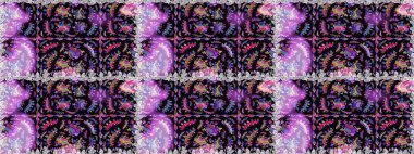 Yapraklı kusursuz desen. Davetiye ve kartpostal tasarımı için dekoratif çiçek unsurları. Tekstil için figür. Poster ya da kapak için arka plan. Sevimli zarif çiçekler Raster illüstrasyonu.