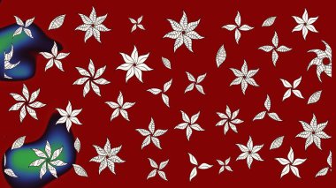 Sevimli çiçek raster deseni. Kırmızı renkte çiçekler. Renkli Bahar Teması eskiz kalıbı. Düz Çiçek Elementleri Tasarımı.