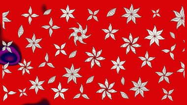 El çizimi çiçekli soyut çizim kalıbı. Raster illüstrasyonu. Kırmızı renkte çiçekler.