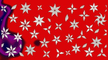 Şirin çiçek elementleri. Kırmızı renkte çiçekler. Raster illüstrasyonu. Çizim.