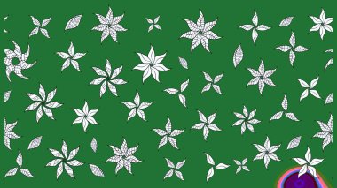 Kumaş desenli papatya çiçeği detayı. Yeşil renkte çiçekler.