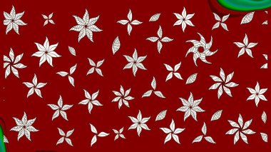 Raster düz çiçek çizim deseni. Hediye ambalaj kağıdı, tebrik kartları, posterler ve pankart tasarımı. Kırmızı renkte çiçekler.