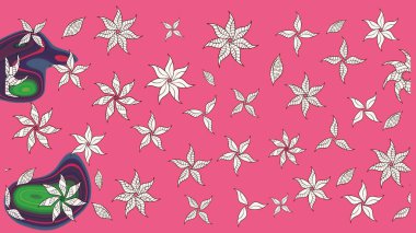 Çiçek pembesi çizim deseni. Raster çiçek izi. Klasik taslak çizimi.