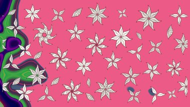 Sevimli çiçek raster deseni. Pembe renkli çiçekler. Renkli Bahar Teması eskiz kalıbı. Düz Çiçek Elementleri Tasarımı.