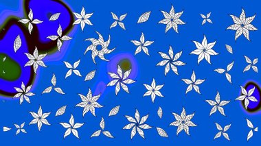 Şirin çiçek elementleri. Raster illüstrasyonu. Taslak desenli, modaya uygun kumaş deseni. Renkli Bahar Teması eskiz kalıbı. Düz Çiçek Elementleri Tasarımı.