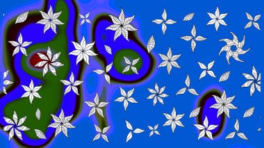 Çiçekler maviye. Eskiz arkaplan modeli. Suluboya, elle çizilmiş. Raster stoku.