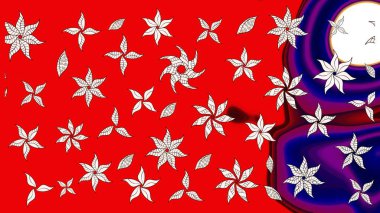 Çiçek desenli eskiz, yaz çiçekleri. Kırmızı renkte çiçekler. Renkli Bahar Teması eskiz kalıbı. Düz Çiçek Elementleri Tasarımı.