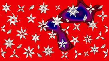 Çiçekli karalama şeklinde Raster çiçek deseni. Nazik, narin çiçek arkaplanı. Kırmızı renkte çiçekler.