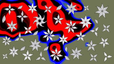 Raster illüstrasyonundaki çiçek desenli çizim. Güzel kumaş deseni. Renkli Bahar Teması eskiz kalıbı. Düz Çiçek Elementleri Tasarımı.