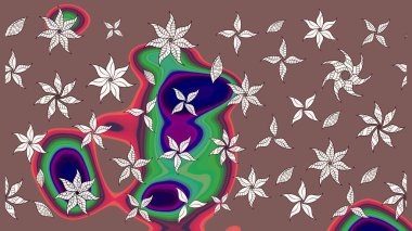 Çiçek buketleriyle klasik bir eskiz şekli. Raster illüstrasyonu. Kahverengi renklerde.